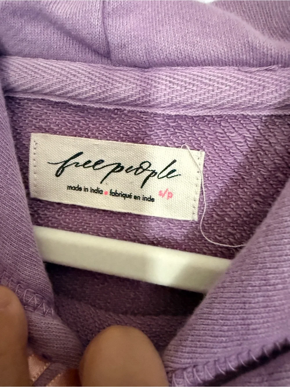 Free People Lilac Embroidered Pullover Hoodie